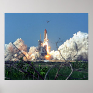 Launch of Space Shuttle Discovery (STS-91) Poster