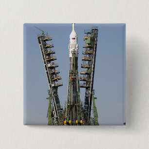 Launch scaffolding is raised into place 15 cm square badge