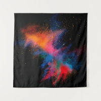 Launched colourful powder on black backgroundcolor