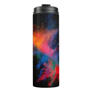 Launched colourful powder on black backgroundcolor thermal tumbler
