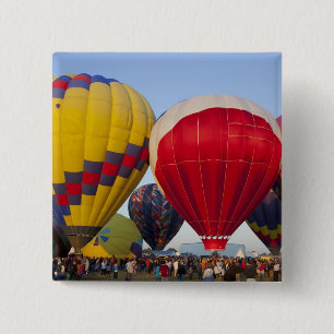 Launching hot air balloons 15 cm square badge