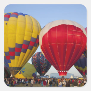 Launching hot air balloons square sticker
