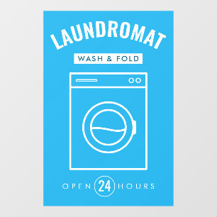 Laundromat 24/7 Wash and Fold Service Blue & White