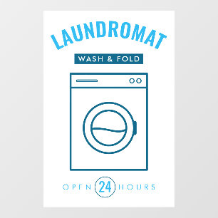 Laundromat 24/7 Wash and Fold Service Blue & White