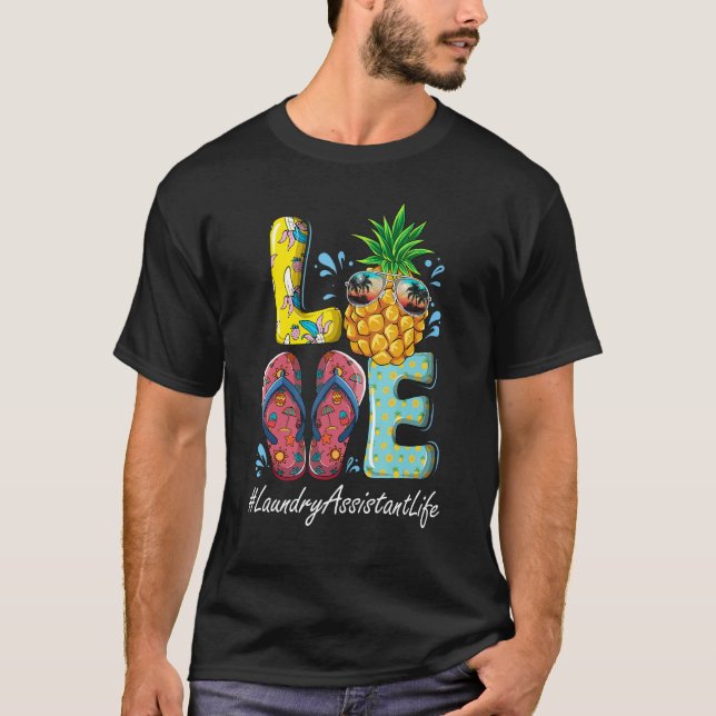 Laundry Assistant Hello Summer Happy Last Day Scho T-Shirt (Front)