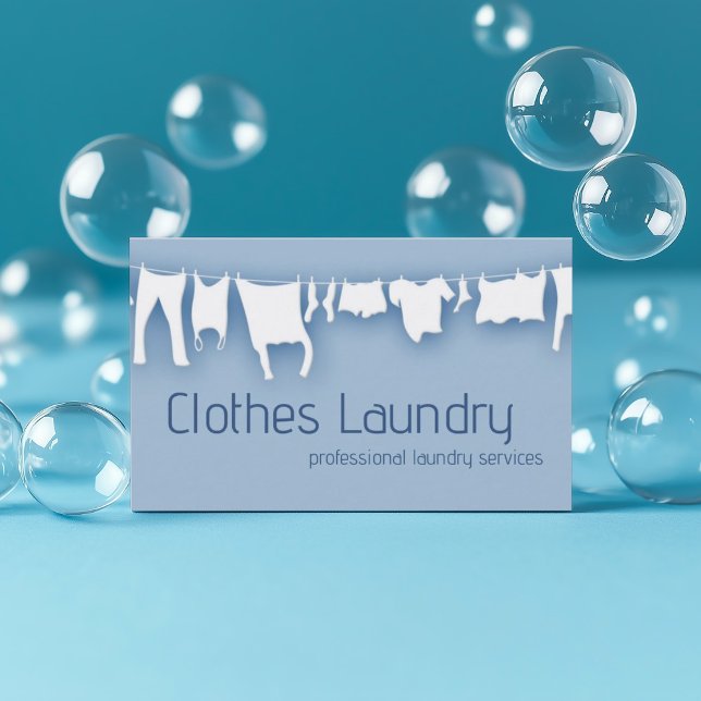 Laundry Cleaning Services Simple Blue Business Card (Perfect for business)
