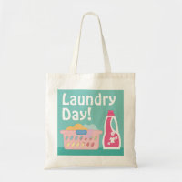 Laundry Day Basket and Detergent Cartoon