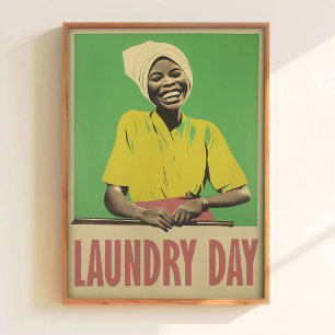 Laundry Day Wall Art Retro Bathroom Art Wash Room