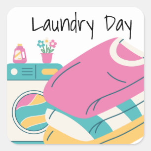 Laundry Day Wash Clothes Planner Diary Square Sticker