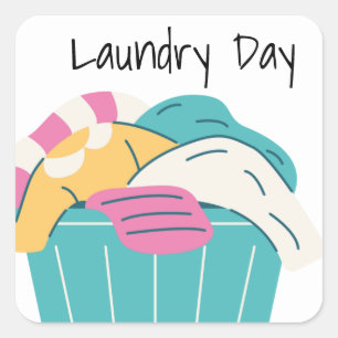 Laundry Day Washing Clothes Planner Diary Square Sticker