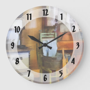 Laundry Drying in Kitchen Large Clock