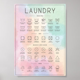 Laundry guide rainbow tie dye poster