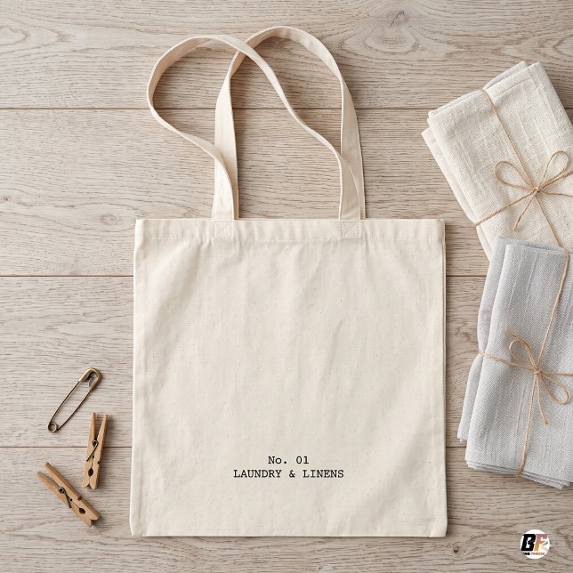 Laundry & Linens Minimalist Typography Cream Tote Bag (Creator Uploaded)