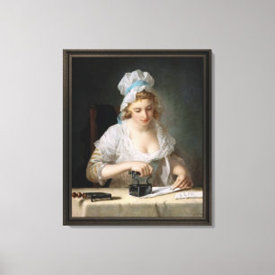 Laundry Maid Ironing by Henry Robert Morland Canvas Print
