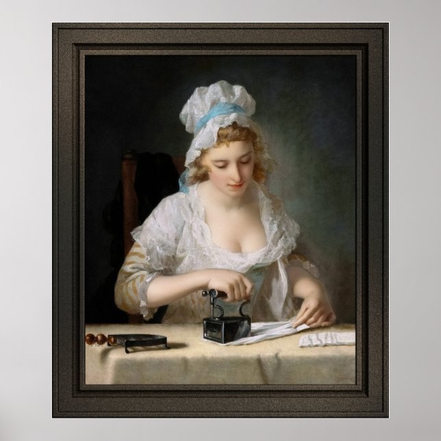 Laundry Maid Ironing by Henry Robert Morland Poster (Front)