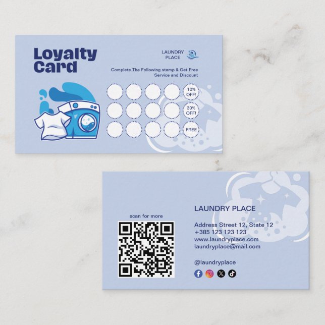Laundry Modern QR Code Loyalty Card (Front/Back)