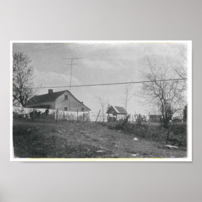 Laundry on Clothesline Vintage Farmhouse Poster (Front)