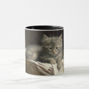 Laundry Or Playtime Grey Kitten Portrait Mug