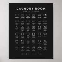 Laundry Room Care Symbol Guide Chalk Style Sign