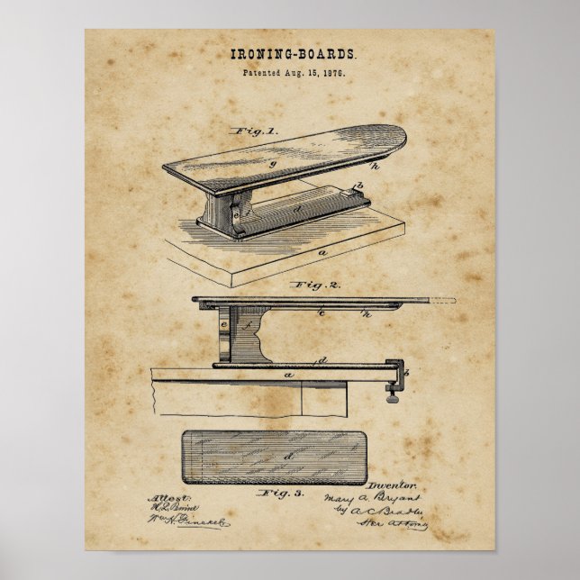 Laundry Room Decor Ironing Board blueprint art (Front)