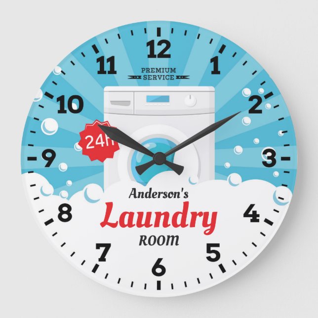 Laundry Room Personalizable Wall Clock (Front)
