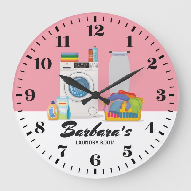 Laundry Room Personalizable Wall Clock (Front)