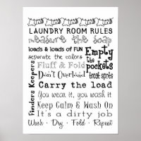 Laundry Room Rules Poster