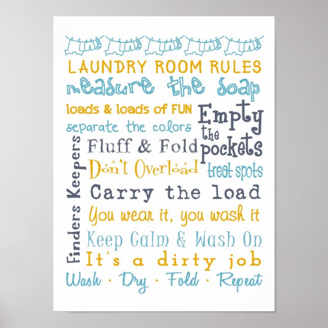 Laundry Room Rules Poster (Front)