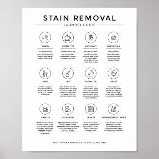 Laundry Room Stain Removal Instruction Guide Poster