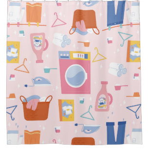 laundry room washing machine cleaning housewife shower curtain