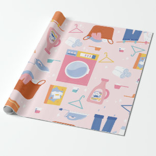 laundry room washing machine cleaning housewife wrapping paper