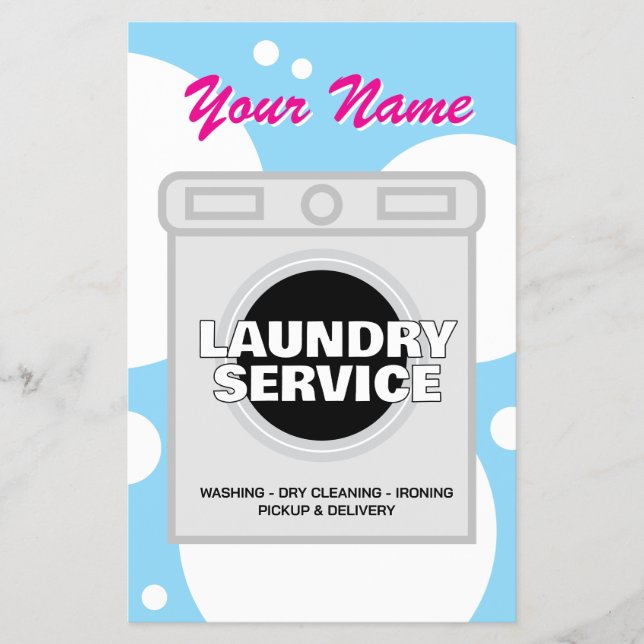 Laundry service dry cleaner laundromat business flyer (Front)
