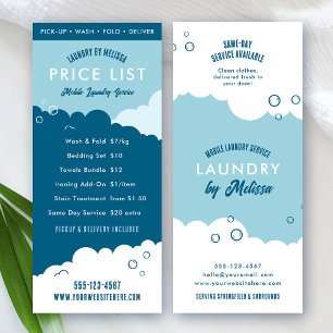 Laundry Service Dry Cleaner Price List Blue White Rack Card