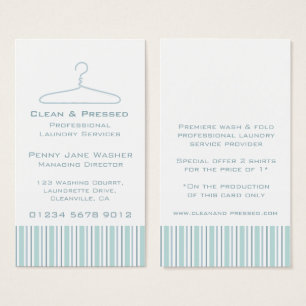 Laundry service mint swing hang tag business card