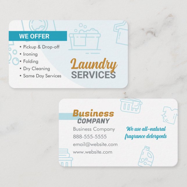 Laundry Services Laundromat Dry Cleaners Business Card (Front/Back)