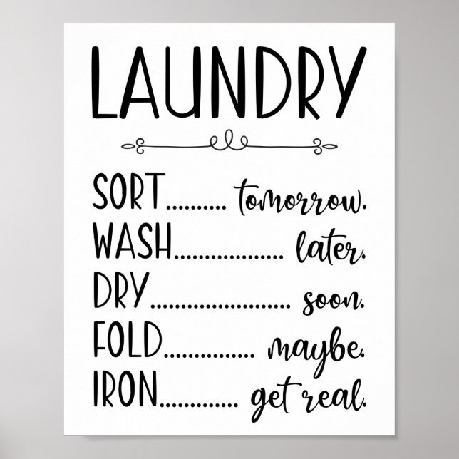 Laundry Sign Sort Wash Dry Fold Iron Funny (Front)