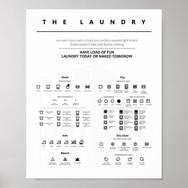 Laundry Sign Symbols (Front)