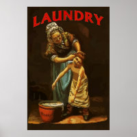 Laundry,Vintage Boy at Wash Tub.