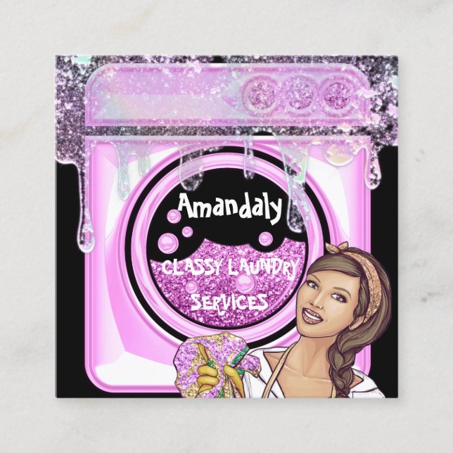 Laundry Washing Cleaning Service QR Code Soap Square Business Card (Front)