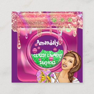 Laundry Washing Machine Home Cleaning QR Code Maid Square Business Card