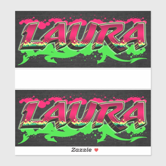 Laura First Name Graffiti Sticker (Sheet)
