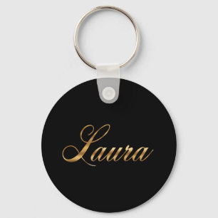 Laura gold Design Lettering Schlüsselanhänger rund Key Ring