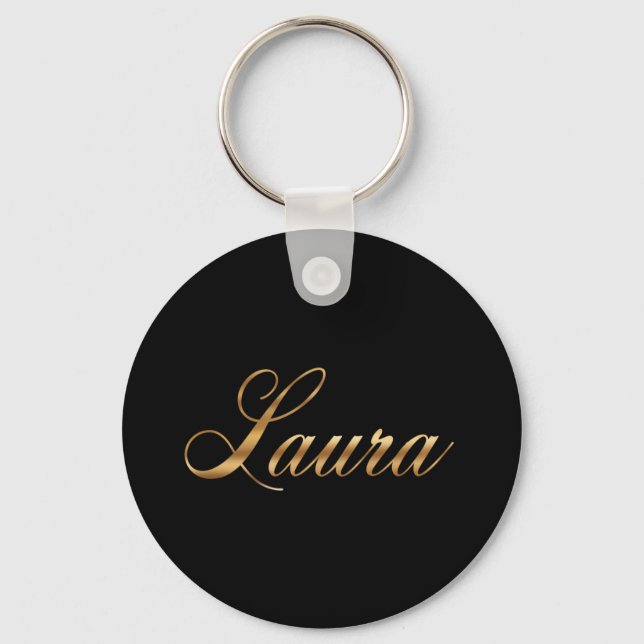 Laura gold Design Lettering Schlüsselanhänger rund Key Ring (Front)