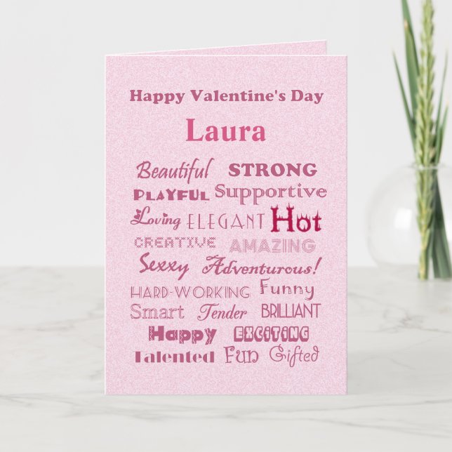 Laura Happy Valentine's Day Words of Praise Holiday Card (Front)