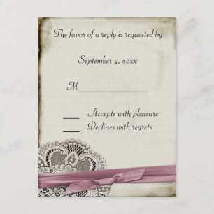 Laura Lace Pink Vintage Response Card