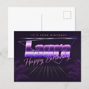 Laura Name Vorname lila Postkarte Geburtstag Postcard