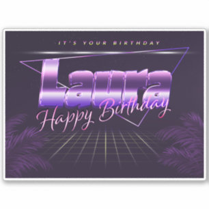 Laura Name Vorname lila retro Sticker Geburtstag