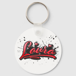 Laura red Heart Graffiti Schlüsselanhänger Key Ring