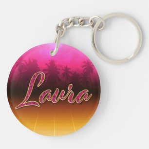 Laura Vorname Name golden pink Schlüsselanhänger Key Ring