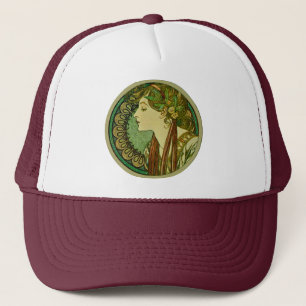 Laurel, Alphonse Mucha Vintage Art Nouveau Trucker Hat